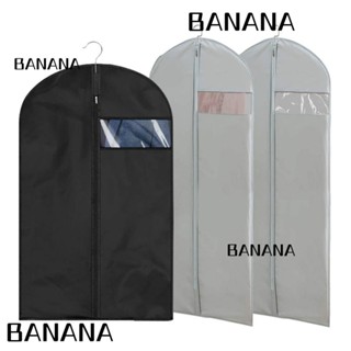 Banana1 ถุงเก็บเสื้อผ้า PEVA แบบแขวน กันฝุ่น ทนทาน สีดํา สีเทา สําหรับจัดระเบียบตู้เสื้อผ้า เสื้อโค้ท เสื้อสูท