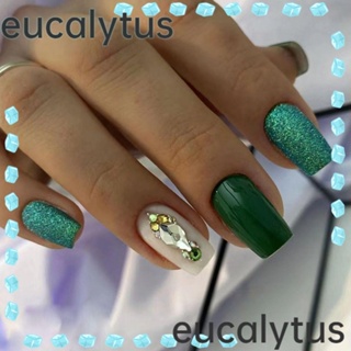 Eucalytus1 เล็บปลอม ถอดออกได้ สีขาว สไตล์ฝรั่งเศส 24 ชิ้น