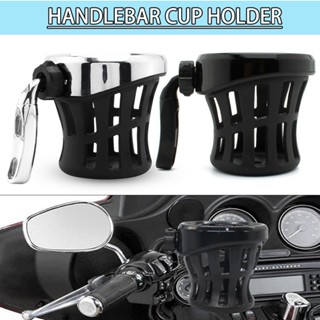 Jacansi Handlebar Cup Holder Drink W/ Mesh Basket Mount Universal For Harley-Motorcycle