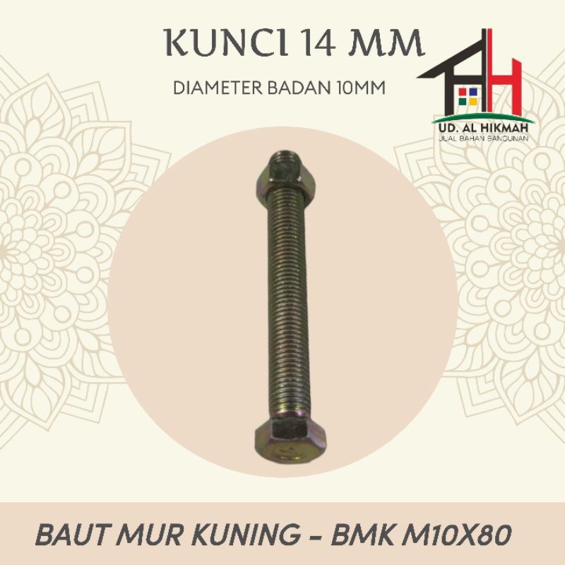 MUNFA_STORE YELLOW HEX BOLT NUT SET M10 X 80 M10X80 KEY 14 MM