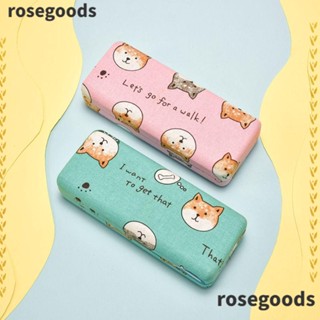 Rosegoods1 กล่องแว่นตา ผ้าฝ้าย ผ้าลินิน ป้องกันแรงกดดัน แบบพกพา น่ารัก สําหรับผู้ชาย