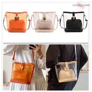 [SuperDeals888.th] กระเป๋าช้อปปิ้งลําลอง สีพื้น แฟชั่นเรียบง่าย สําหรับผู้หญิง