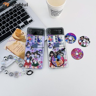 Jiehui เคสโทรศัพท์มือถือแฟชั่น ลายการ์ตูนเซเลอร์มูน สําหรับ Samsung Z Flip4 Z Flip3