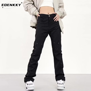 EOENKKY กางเกงขายาว กางเกงยีสน์ผู้หญิง ทรงหลวม ๆ ตรง Retro Hip Hop Pants 2023 NEW Style  ทันสมัย ทันสมัย สบาย Trendy A27L07P 36Z230909