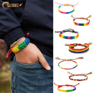 Sukaa LGBT สร้อยข้อมือเชือก สีรุ้ง สไตล์คู่รัก มิตรภาพ