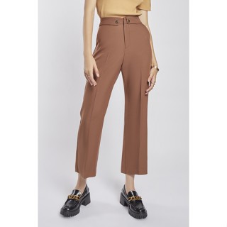 ESPADA กางเกงเอวสูงทรงบู้ทคัท ผู้หญิง สีน้ำตาลเข้ม | High Waist Bootcut Trousers | 04732