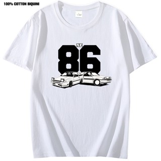 เสื้อยืดผ้าฝ้าย 100% พิมพ์ลาย Initial D Ae86 สไตล์ญี่ปุ่น สําหรับผู้ชาย