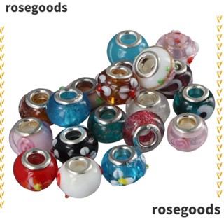 Rosegoods1 ลูกปัดแก้ว สไตล์ยุโรป สําหรับทําเครื่องประดับ สร้อยข้อมือ โคมไฟ 50 ชิ้น