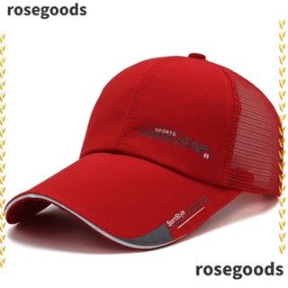 Rosegoods1 หมวกเบสบอล ปรับได้ ผู้ชาย ผู้หญิง ฤดูร้อน หมวกบังแดด หมวกแบน หมวกกีฬากลางแจ้ง