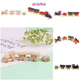 Aroma โมเดลรถไฟไม้ 1:12 หลากสี สําหรับตกแต่งบ้านตุ๊กตา DIY