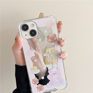 Bella _ เคสป้องกันโทรศัพท์มือถือ TPU แบบนิ่ม ลายการ์ตูนหมี และเป็ด สําหรับ iphone XR XS 11 12 13 14 15 pro max mini S PLUS