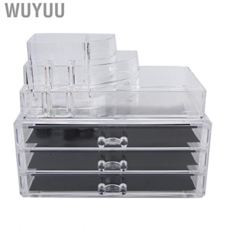 Wuyuu Cosmetic Storage Drawers  Makeup Organizer Transparent Pull Out Design Elegant with Removable for Bathroom Counter Dresser Easy Visibility