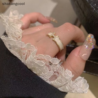 Shakangcool H แหวนนิ้วมือ อัลลอย ลายตัวอักษร ประดับพลอยเทียม แวววาว สไตล์เกาหลี หรูหรา เครื่องประดับแฟชั่น สําหรับปาร์ตี้ ของขวัญ SGL