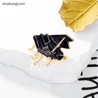 Shakangcool เข็มกลัดแฟชั่น รูปเปียโน สีดํา เครื่องประดับ สําหรับผู้หญิง