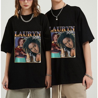 เสื้อยืดคอกลม แขนสั้น ผ้าฝ้าย พิมพ์ลายกราฟฟิค Lauryn Hill สไตล์ฮิปฮอป สําหรับผู้ชาย 1 ชิ้น