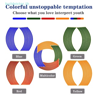 Buildvictor สติกเกอร์สะท้อนแสง 18 นิ้ว สําหรับติดตกแต่งล้อรถจักรยานยนต์ TH