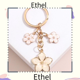 Ethel1 พวงกุญแจโลหะ รูปดอกซากุระน่ารัก แบบพกพา DIY 3 ชิ้น