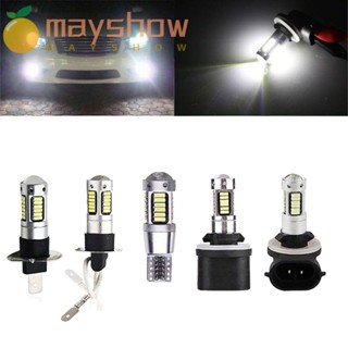 Mayshow ชุดไฟตัดหมอก LED สว่างมาก สีขาว สําหรับรถยนต์ H1 H3 9005 881 880 DRL