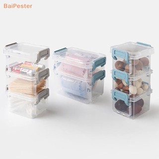 [BaiPester] กล่องเก็บอาหาร แบบใส สองชั้น ขนาดเล็ก พร้อมตัวล็อกด้านข้าง สําหรับบ้าน ตู้เย็น