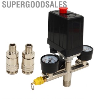 Supergoodsales Air Compressor Pressure Switch Control Valve Controller 3in 1 Quick Connector 0‑12BAR with Gauge