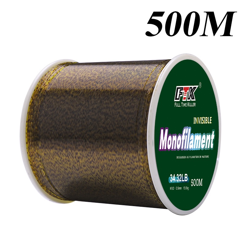 Ftk สายเบ็ดตกปลาไนล่อน สีทอง 100 ม. 300 ม. 500 ม.