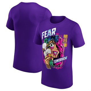 Fanatics Branded Black WWE WrestleMania 39 Bianca Belair vs. รองเท้ากีฬา สําหรับผู้ชาย เสื้อยืด พิมพ์ลาย Asuka Fear Tomorrow สีม่วง