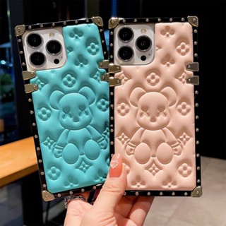 เคสโทรศัพท์มือถือหนัง PU ทรงสี่เหลี่ยม ลายหมี Violent 3D สําหรับ Realme C55 9i C35 V11 OPPO F23 F11 F17 F17PRO F19 F21PRO
