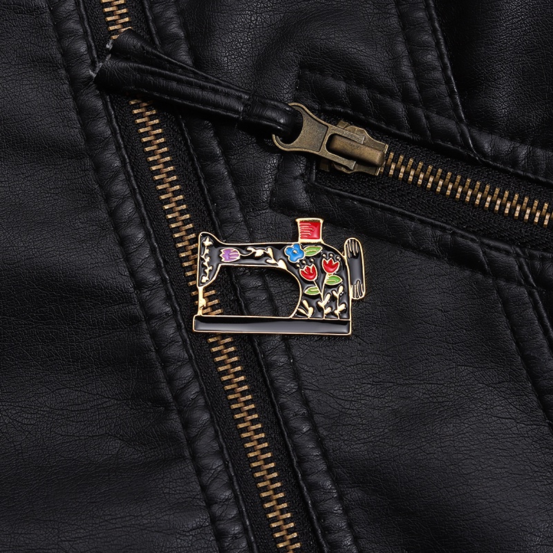 วินเทจ สีดํา จักรเย็บผ้า เคลือบ Pins เข็มกลัด ลายดอกไม้ ปกเสื้อ เข็มกลัด ป้ายโลหะ เครื่องประดับ อุปกรณ์ของขวัญ - รูปที่ 7