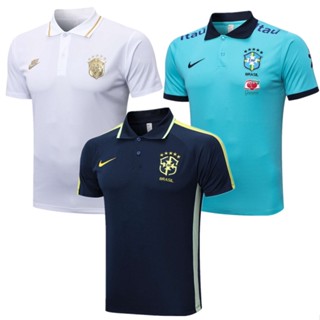 เสื้อโปโลแขนสั้น ลายทีมชาติฟุตบอล Brazil Jersey 22-23 ชุดเยือน สําหรับผู้ชาย