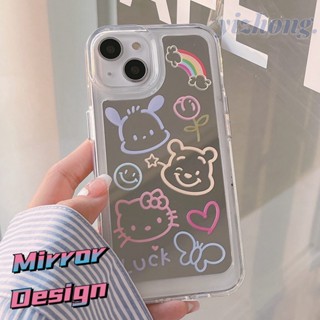 เคสโทรศัพท์มือถือ TPU นิ่ม กันรอยขีดข่วน พิมพ์ลาย Hello Kitty Winnie Bear Pachacco สีรุ้ง สร้างสรรค์ สําหรับ iPhone 14 Pro Max 13 11 12