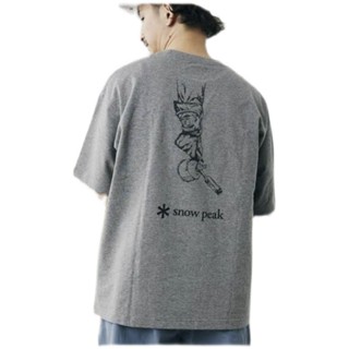 เสื้อยืดแขนสั้น ผ้าฝ้าย พิมพ์ลาย Snowpeak สําหรับตั้งแคมป์