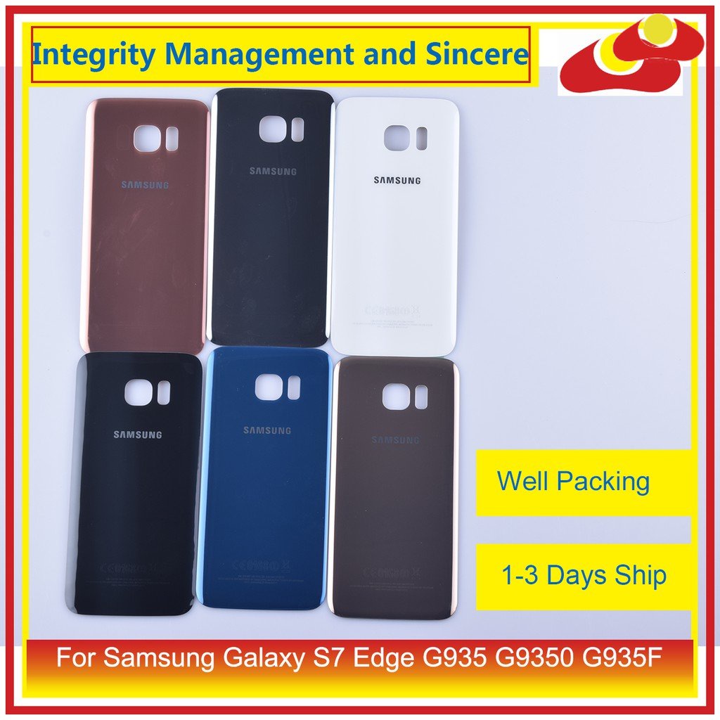 Original สําหรับ Samsung Galaxy S7 Edge G935 G9350 G935F SM-G935F แบตเตอรี่ด้านหลังฝาครอบกระจกกรณีแช