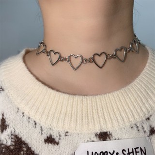 European and American New Simple Hollow Love Necklace Girls Cold Style Hip Hop Neck Jewelry Elegant Heart Necklace for Women