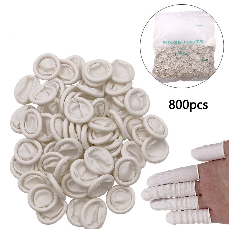 (พร้อมส่ง) ปลอกสวมนิ้วมือยาง ใช้แล้วทิ้ง สีขาว 500 กรัม 800 ชิ้น