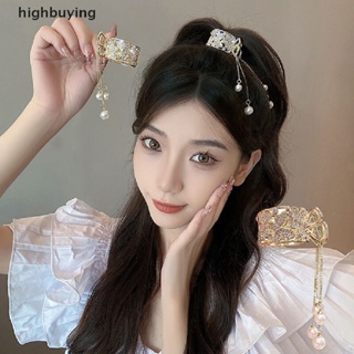 [highbuying] กิ๊บติดผมหางม้า ประดับมุก พลอยเทียม เครื่องประดับ สําหรับผู้หญิง พร้อมส่ง