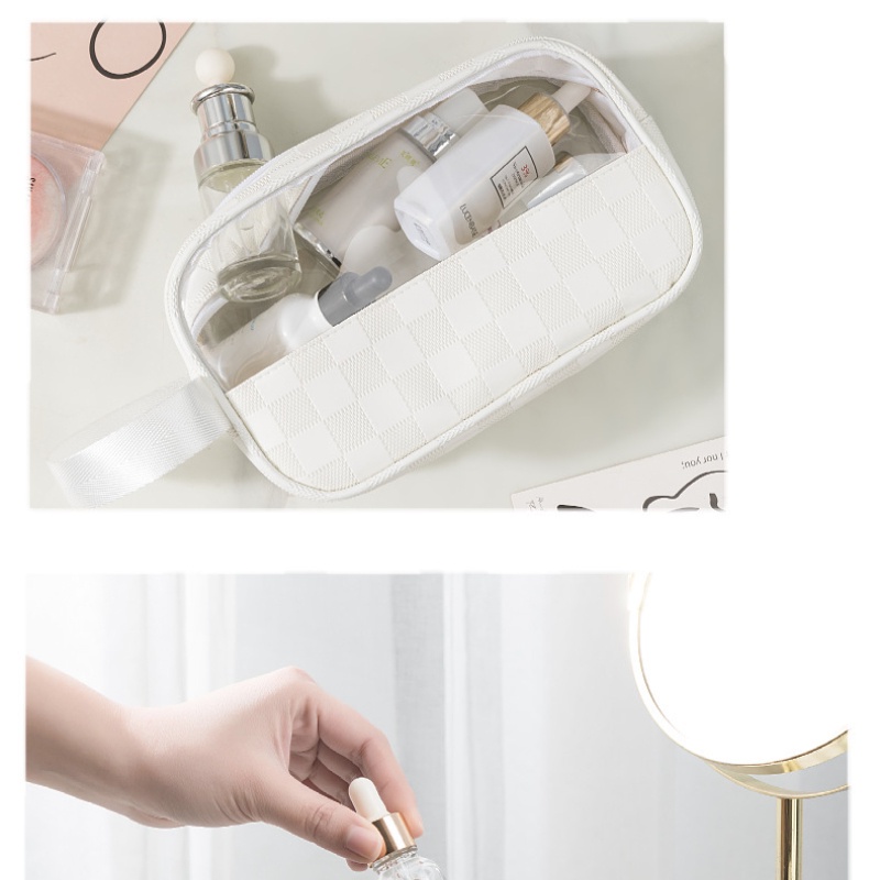 กระเป๋าเครื่องสําอาง PVC กันน้ํา น้ําหนักเบา จุของได้เยอะ แบบพกพา เหมาะกับการเดินทาง