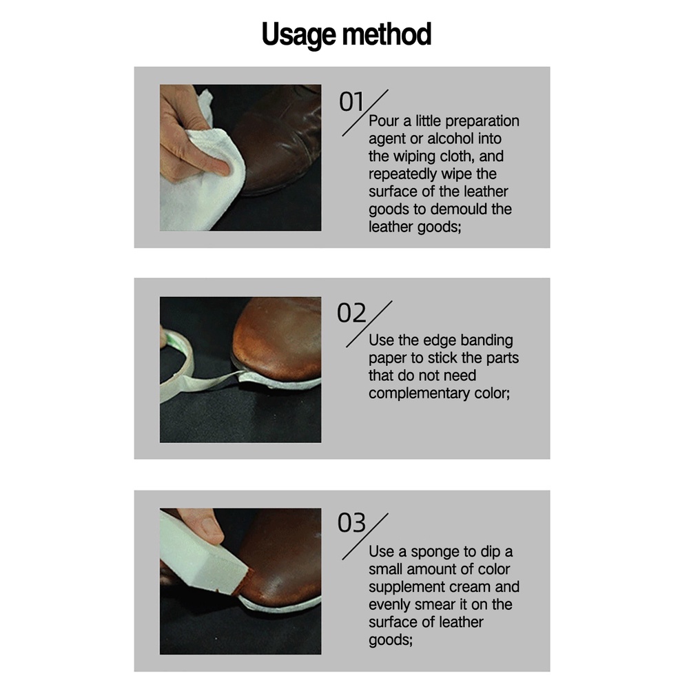 ชุดซ่อมหนังรถยนต์ น้ำยาเคลือบสีหนังสำหรับซ่อมหนังรถยนต์ ไม่ต้องใช้ความร้อน เครื่องมือซ่อมเบาะรถยนต์ รู รอยขีดข่วน รอยแตก รอยฉีกขาด ชุดฟื้นฟู รองเท้า TH - รูปที่ 5