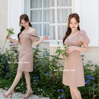 Amber 2in1 Dress : สีโอวัลติน [Made by Pastel Time]