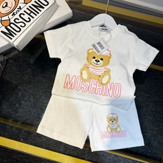 【With Brandtag】moschlno เสื้อยืดแขนสั้น ผ้าฝ้าย และกางเกง คุณภาพสูง สําหรับเด็กทารกแรกเกิดผู้ชาย และผู้หญิง อายุ 0-48 เดือน