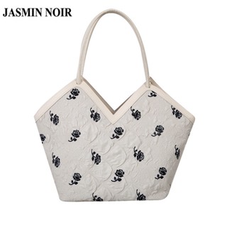 Jasmin NOIR กระเป๋าถือ กระเป๋าสะพายไหล่ ผ้าไนล่อน พิมพ์ลายดอกไม้ สําหรับผู้หญิง