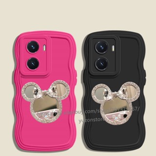 พร้อมส่ง เคสโทรศัพท์มือถือ ซิลิโคนนิ่ม ลายการ์ตูนคลื่น สีมาการอง พร้อมกระจกขาตั้ง สําหรับ VIVO IQOO Z7x Z7 11 Y55+ Y55 Y30 V23e 5G 4G เคส Phone Case