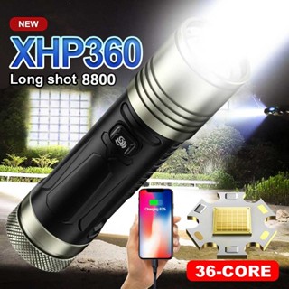 Xhp360 ไฟฉาย Led ที่มีประสิทธิภาพ ไฟฉายพลังงานสูง โคมไฟตั้งแคมป์