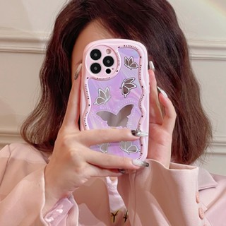 เคสโทรศัพท์มือถือนิ่ม กันกระแทก ลายการ์ตูนผีเสื้อน่ารัก สีชมพู สําหรับ iPhone 14 14PRO max 13 12PRO max 13pro max 11