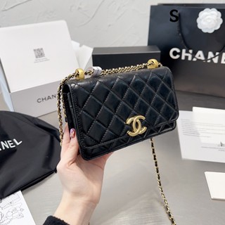 Chanelss ใหม่ กระเป๋าสะพายไหล่ แต่งสายโซ่ สีทอง ขนาดเล็ก 19 ช่อง แฟชั่นสําหรับสตรี