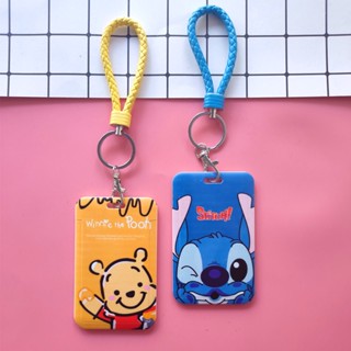 Stitch Winnie the Pooh กรอบบัตร สายคล้องบัตรพนักงาน บัตรนักเรียน Disney Cartoon Series Lanyard Card Holder
