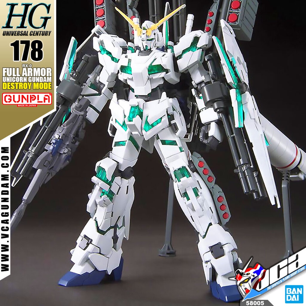 VCA BANDAI GUNPLA HIGH GRADE HGUC HG 1/144 FULL ARMOR UNICORN GUNDAM DESTROY MODE โมเดล กันดั้ม กันพลา ของเล่น VCAGTH