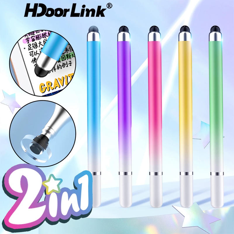 Hdoorlink 2 In 1 ปากกาสไตลัส สําหรับโทรศัพท์มือถือ แท็บเล็ต ทัชสกรีน ดินสอ สําหรับ Ip-hone Samsung สากล โทรศัพท์ Android วาดภาพ หน้าจอ ดินสอ