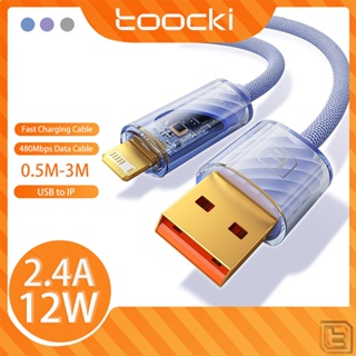 Toocki สายชาร์จ USB เป็น 10S 2.4A 480Mbps แบบใส สําหรับ iPh 11 12 13 14 por