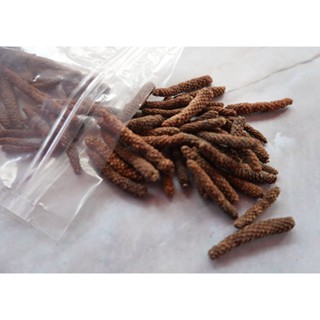 ดีปลี ดีปลีตากแห้ง ขนาด 100 กรัม Long pepper Indian long pepper ใช้เป็นยาอายุวัฒนะ บำรุงกำลังและช่วยบำรุงกำหนัด ทำให้...