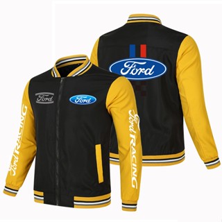 เสื้อแจ็กเก็ตเบสบอล แต่งซิป แบบบาง ลายโลโก้ Ford แฟชั่นสําหรับผู้ชาย 2022